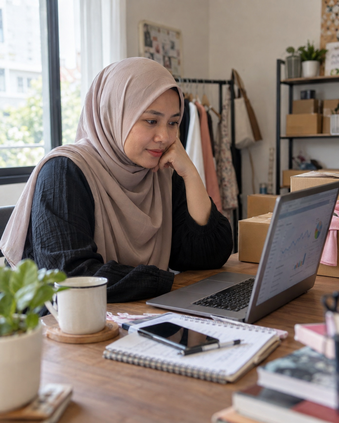 Marketing professional reviewing an advertising performance dashboard